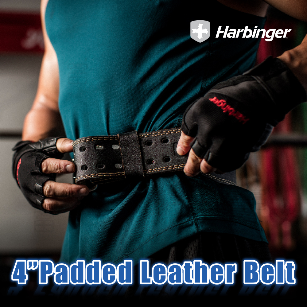 【Harbinger】 4＂ Padded Leather Belt 2.0 專業重訓/健身皮腰帶-黑皮革（總代理公司貨）